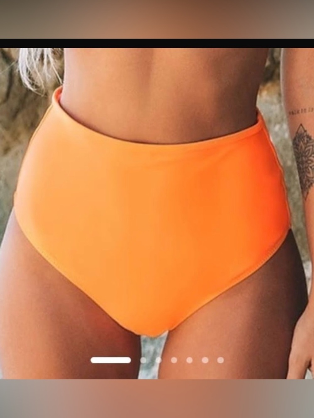 Cupshe Neon Orange High-Waist Bikini Bottom